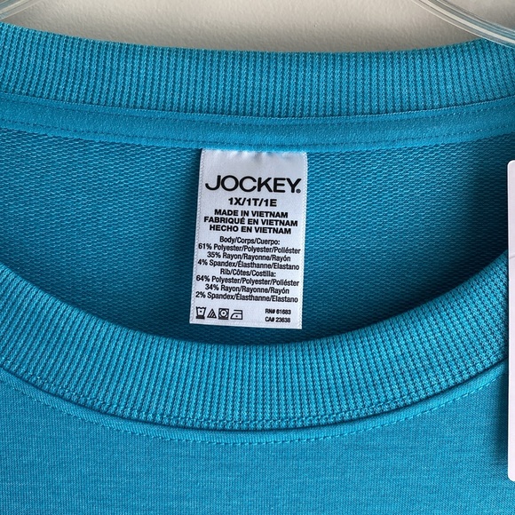 JOCKEY (1X) French Terry Crew Sweatshirt Style #15803, Color #336 Soft Teal, NWT - Picture 3 of 12